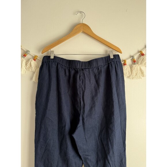 Quince 100% Linen European Tapered Ankle pant Deep Navy Relaxed Lagenlook XL - Picture 7 of 10